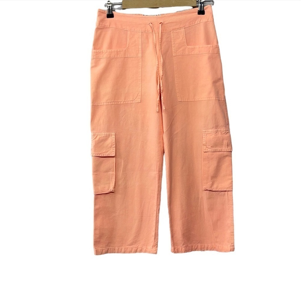 Scully Size Small Coral Pink Peruvian Cotton Cropped Cargo Pants‎ Baggy Travel